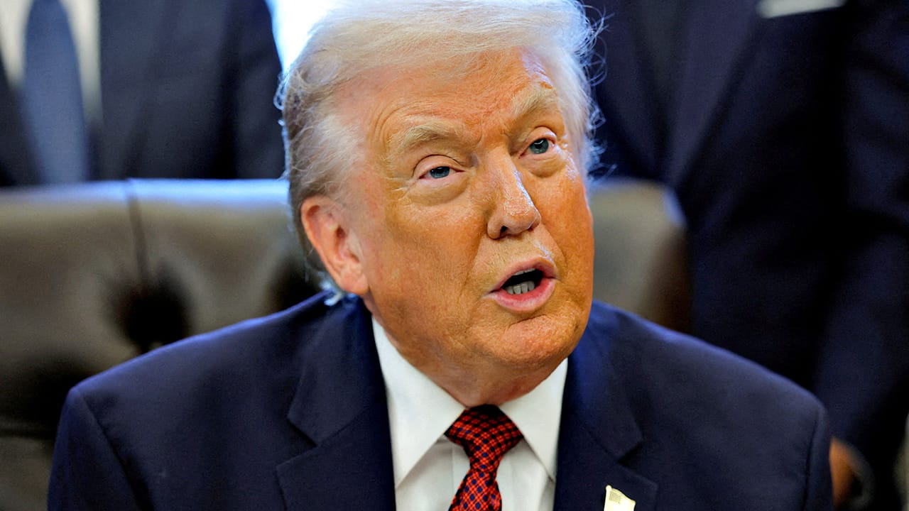 President Trump speaking at a public event while discussing his proposal to federalize the U.S. voting system.