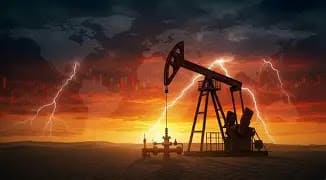 Oil tankers moving through a narrow Middle Eastern shipping corridor at dusk, symbolizing the vulnerability of global energy routes.